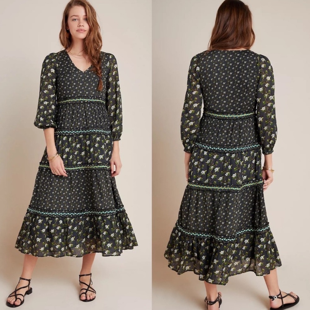 NWT Anthropologie Karoline Tiered Maxi Dress Size 6